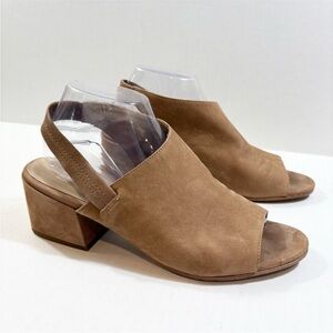 Eileen Fisher LEIGH Slingback Sandals Size 9.5 Tan Wheat Nubuck Leather Open Toe